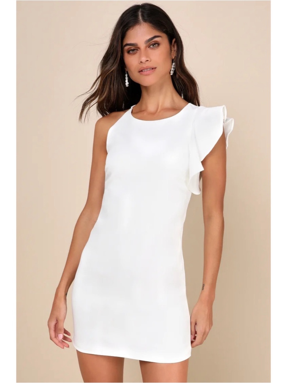 Lulus Dinah Ruffle Shoulder Mini Dress